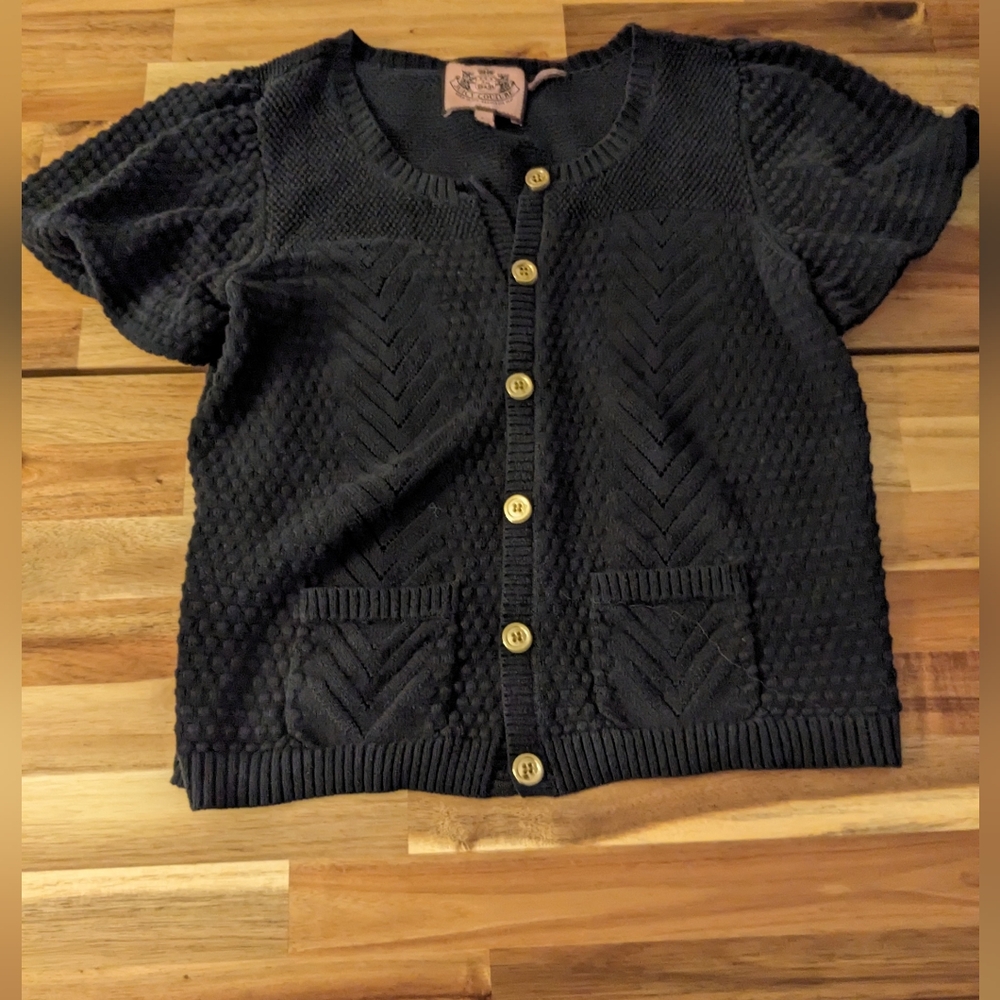 Juicy Couture black short sleeve crop sweater
